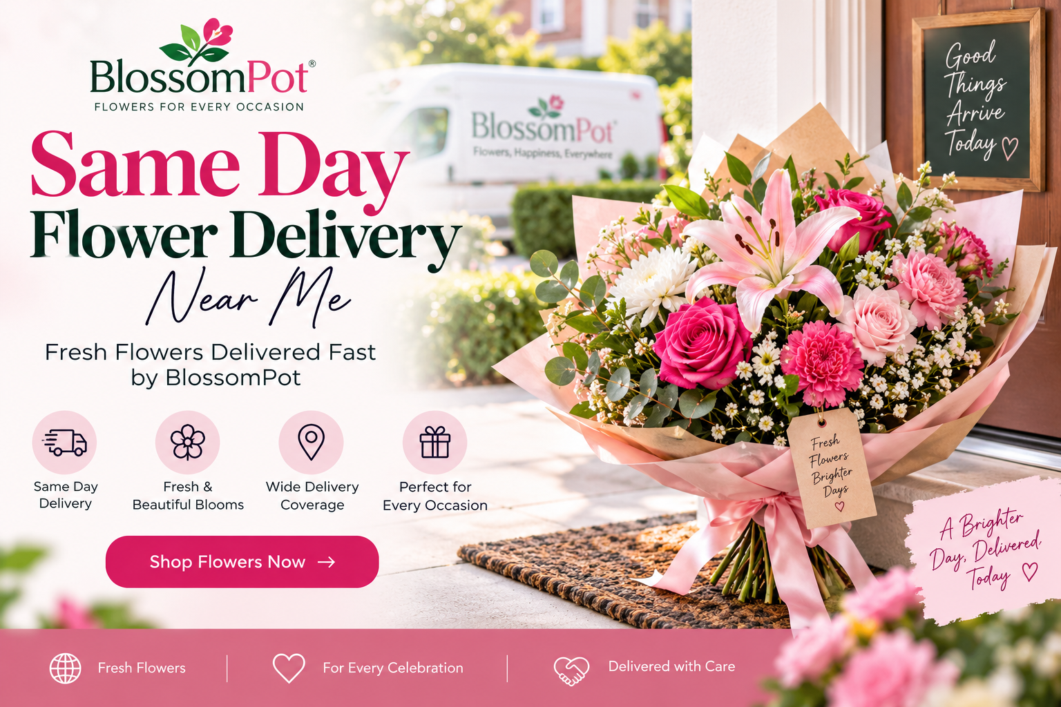 Same Day Flower Delivery Near Me – Fresh Flowers Delivered Fast by BlossomPot