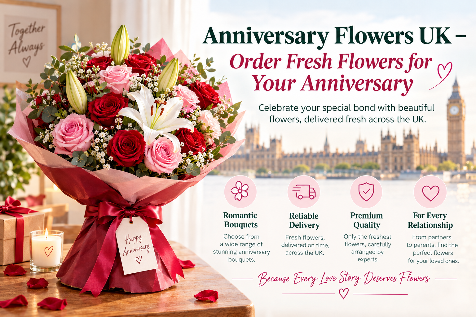 Anniversary Flowers UK – Order Fresh Flowers for Your Anniversary