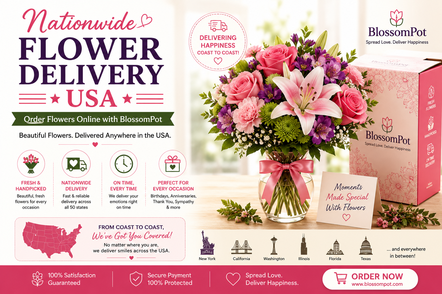Nationwide Flower Delivery USA – Order Flowers Online with BlossomPot